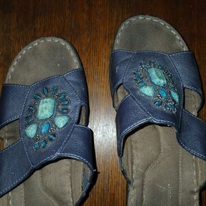 Natural Soul Navy Blue Embellished Sandals